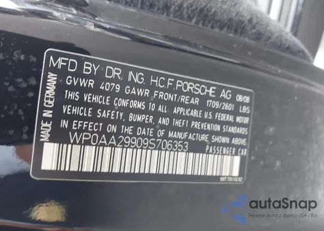 2009 Porsche 911 Carrera из США, поврежденный, VIN WP0AA29909S706353